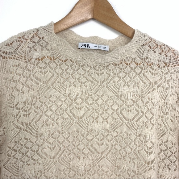 Zara Open Knit Lace Alpaca Blend Sweater - Picture 6 of 11